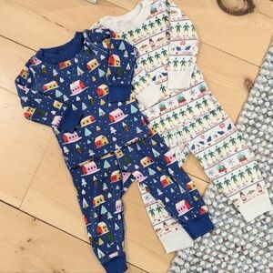 Hanna Andersson Kids Pajama Set - Blue and Cream